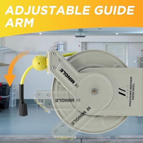 M MINGLE 1/4"×60ft Retractable Pressure Washer Hose Reel, 3600 PSI - Image 3