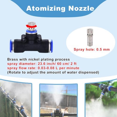 ERRULAN Commercial Misting Water Cooling System, Adjustable Water Flow Spray Kit for Restaurant, Bar, Café & Outdoor Seating, Heat Relief Cooling System - Image 5