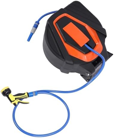 banapoy Retractable Garden Hose Reel, 1/2 Inch X 98.4+6.6ft Wall Mounted Water Hose Reel, 10 Pattern Spray Nozzle, 180 Deg Swivel Bracket, Automatic Rewind, Any Length Lock - Image 4