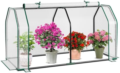 Happygrill Portable Mini Greenhouse with Roll-up Zipper Door & PE Cover by HAPPYGRILL