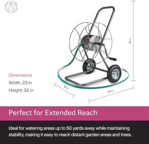 Yard Butler Hose Cart, Metal Hose Caddy, 2 Wheels, 200 Feet - Image 6