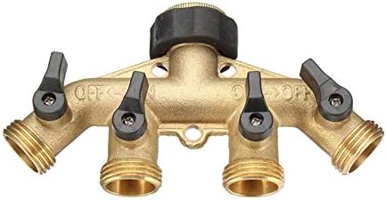 3/4 Inch BSP 4 Way Hose Faucet Manifold Water Segregator Garden Tap Connector Splitter Switcher Control Shut Off Valve by Unknown