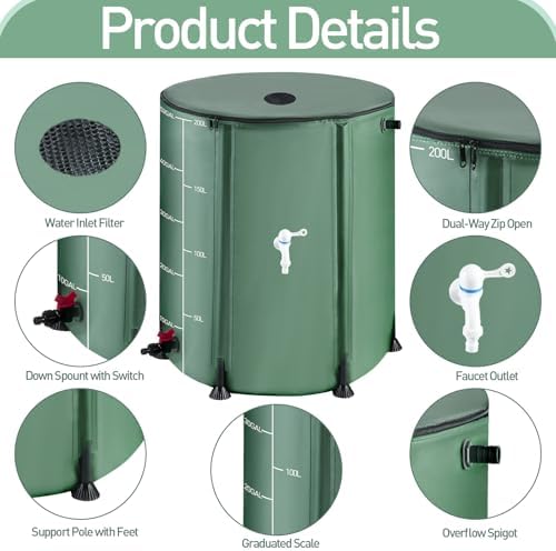 53 Gallon Collapsible Rain Barrel with Zipper and Faucet - Image 3