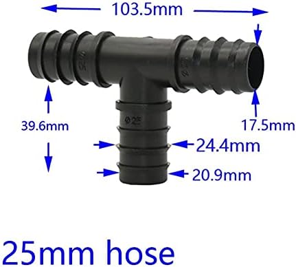 Kitchen Garden Hose 25Mm Garden Irrigation Tee Water Divider Garden Hose Tee Connector T-Barb Connector Drip Irrigation Greenhouse 20Cs/25Mm Tee - Image 2