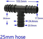 Kitchen Garden Hose 25Mm Garden Irrigation Tee Water Divider Garden Hose Tee Connector T-Barb Connector Drip Irrigation Greenhouse 20Cs/25Mm Tee - Image 2