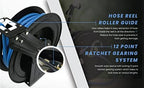 BLUSEAL BSWR1250HRS Retractable Hose Reel with 1/2" x 50' Hot Water Rubber Hose, 6' Lead-in, Hose Reel Swivel Mount, 9 Pattern Spray Nozzle - Image 5