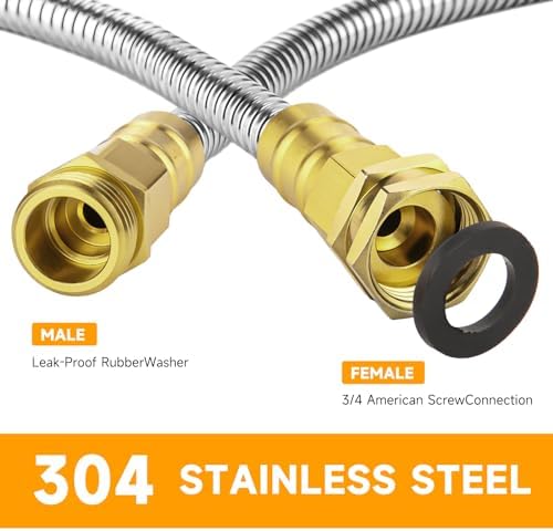 Rosy Earth Garden Hose 15 FT, 304 Stainless Steel Metal Water Hose - Image 2