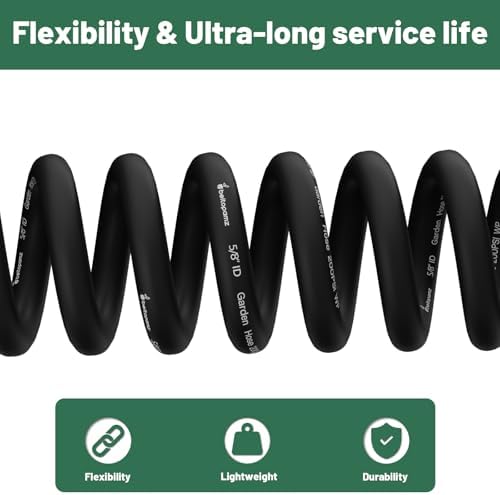 Beitopamz Garden Hose 25 ft x 5/8 in Heavy Duty Water Hose, Flexible and Durable, Lightweight Rubber Hybrid Hose, Leak-Free Connections, Male to Female 3/4'' Brass Fittings for Patio, Lawn, Black - Image 4