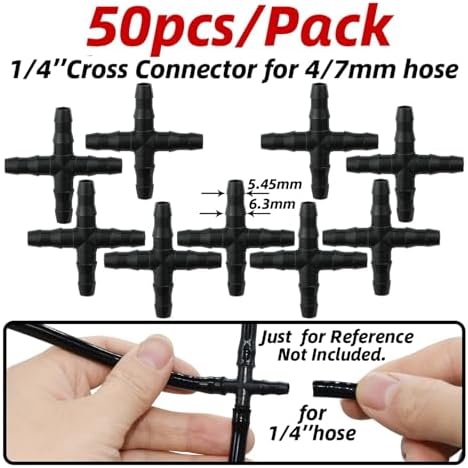 50pcs Garden Tee Connector 4/7mm 1/4'' Hose Pipe Water Tubing Barb Fitting Drip Irrigation Adapter Coupling Repair(D-50PCS) - Image 2