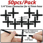 50pcs Garden Tee Connector 4/7mm 1/4'' Hose Pipe Water Tubing Barb Fitting Drip Irrigation Adapter Coupling Repair(D-50PCS) - Image 2