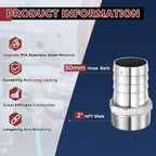 6pcs Stainless Steel Hose Barb Fittings 50mm Barb to 2" NPT Male - Image 2