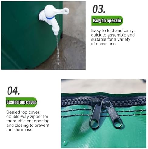 Folding Rainwater Collection Barrel with Filter and Spigot, Portable Water Storage System for Garden and Patio Use - Image 6