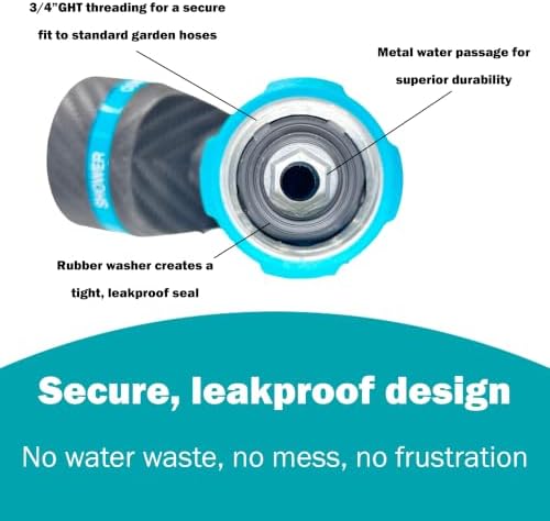 Heavy Duty 5-Pattern Thumb Control Hose Nozzle with Swivel Connector Ergonomic Non-Slip Grip Garden Water Sprayer - Image 5