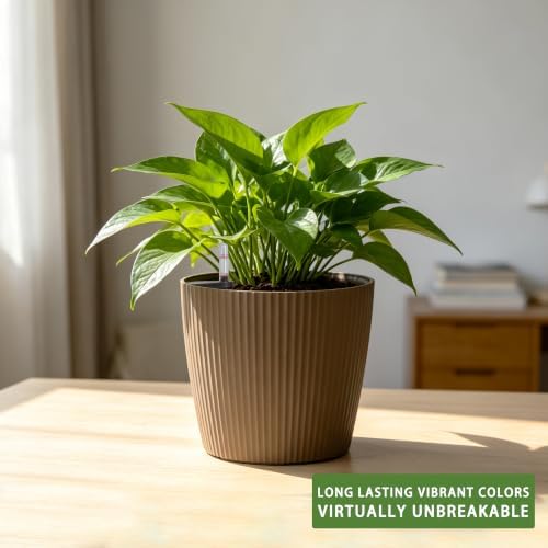 Dexceder 9x8 Self Watering Planters Indoor (2 Pack, Taupe) - Image 6