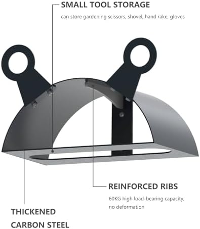 Garden Hose Holder Stand for Outside with Tool Organizer Heavy Duty Thickened Carbon Steel (Deep Grey, Without Faucet) - Image 3