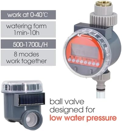 NURII Solar Powered Ball Valve Garden Digital Water Timer, Programmable Hose Sprinkler Controller Waterproof Auto Irrigation (Size : Type E) - Image 6