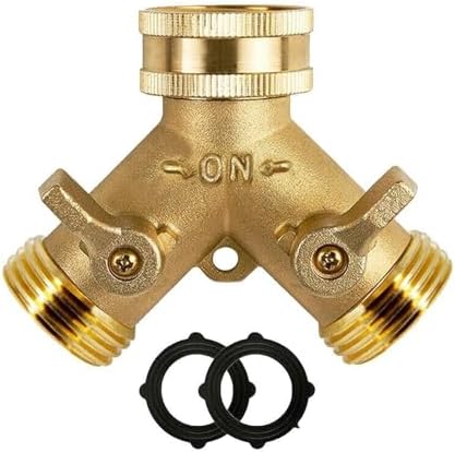3/4 Inch 2 Way Brass Garden Hose Splitter Y-Type Tap Watering Connector Distributor for Outdoor Faucet 1/2/3 Set for Water Faucet & Spigot(Brass 1pc) by Unknown