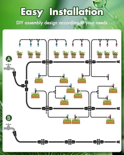 240FT Drip Irrigation System Kits - Automatic Garden Watering Sprinkler with 1/2 & 1/4 inch Tubing Hose Patio Misting Plant Irrigation Water Equipment Quick Connector for Greenhouse Flower Beds Lawn - Image 5