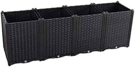 Hershii Plastic Raised Garden Bed Planter Kit DIY Indoor Outdoor Rectangular Vegetable Herb Flowers Planting Extra Deep Container Box Gardening Decoration Gift for Patios, Lawn, Yard, Porch - Black by FineLivingStartingwithaHome