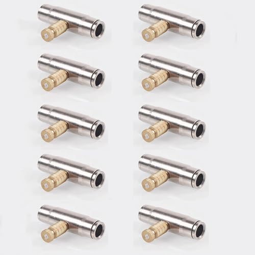 10 Pack 6MM Misting System Nozzle with 1/4" Slip Lock Fog Mist Nozzle Connector, High Pressure Brass Mister Head Clogging-Prevent for Landscaping, Air Humidification(Size:Orifice 0.8mm,) by Unknown