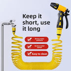 Retractable Coil Garden Hose with Rotating Spray Nozzle for Car Wash Patio - Image 5