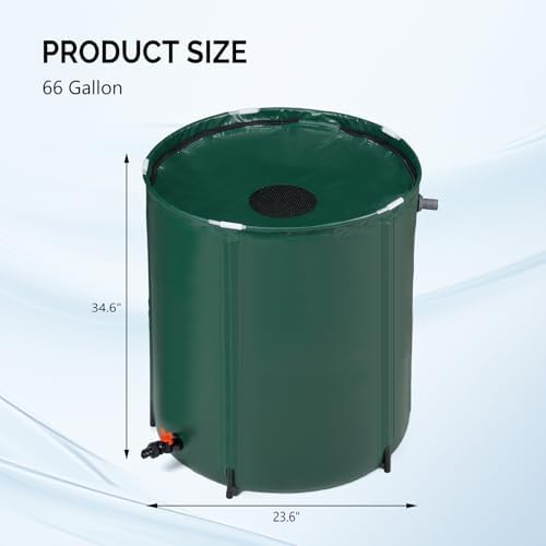 VINGLI 66 Gallon Collapsible Rain Barrel, Portable Water Storage Tank, Rainwater Collection System Downspout, Water Catcher Container with Filter Spigot Overflow Kit - Image 6