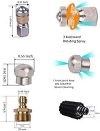 100FT 5800 PSI Pressure Washer Hose Jetter Nozzles Kit 1/8”NPT Sewer Drain Rotating Quick Connect Nozzle Button Nose With M22-14/15mm Double Rod Thread Brass Replacement - Image 2