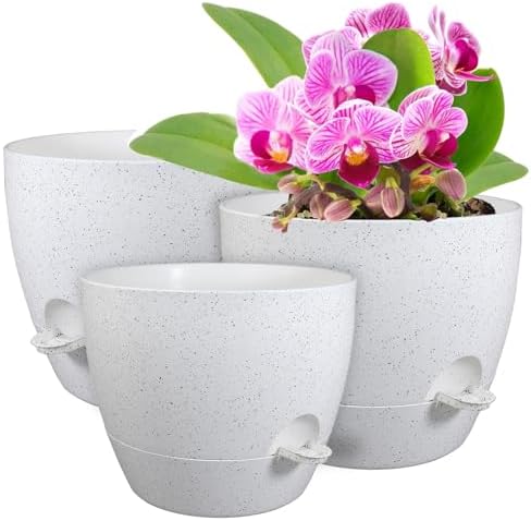 WSMKSZ 12/10/9 inch Self Watering Pots for Indoor Outdoor Plants, Set of 3 by WSMKSZ