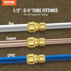 VEVOR Brass Pipe Fittings Push-Fit,Straight-Through,1/2"-3/4" 12PCS - Image 2