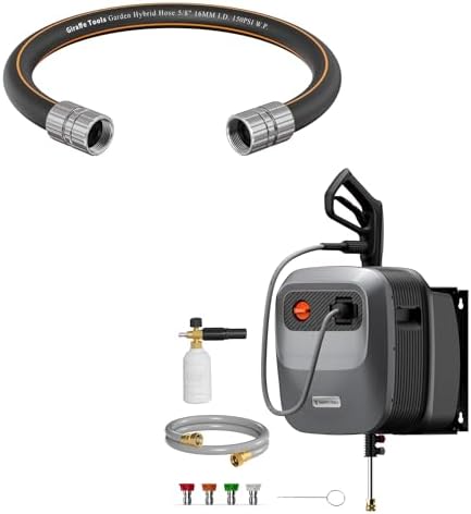 Giraffe Tools Grandfalls Pressure Washer G20 Pro, 2500 PSI 2.2 GPM, 65FT Hose Reel and Leader Hose 5ft x 5/8", Customizable Rubber Hose by GiraffeTools