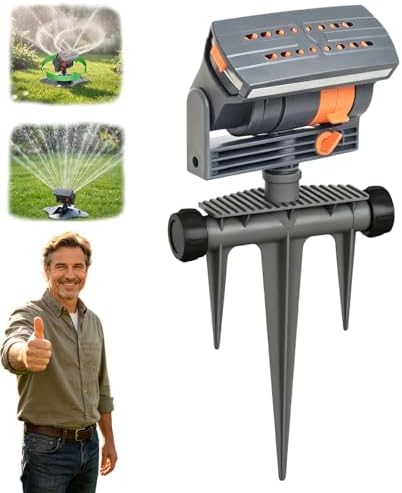 2026 Upgraded 16-Nozzle Oscillating Sprinkler, Auto Swing Adjustable Lawn Sprinkler, Turbo Mist System Wide Coverage for Garden & Yard (B) by Unknown