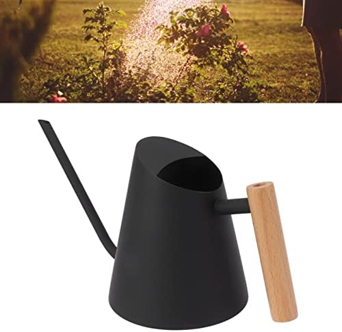 Tyenaza Watering Can Indoor Plants, Stainless Steel Long Spout Watering Pot with Wooden Handle, Modern Decorative Watering Pot for Garden Bonsai Indoor Outdoor (Black) - Image 4