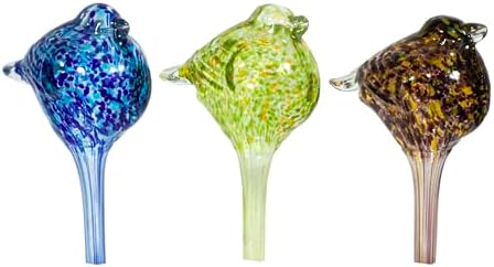 Echo Valley BPQDS Bird Quencher; Brown, Blue and Green 9.5 x 5 Inches Glass Self-Watering Plant Stake; Set of 3 - Image 3