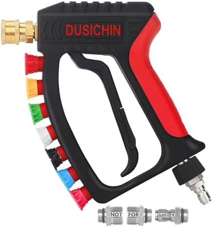 DUSICHIN Short Pressure Washer Wand High Spray Swivel Gun 7 Nozzle Tips 4000 PSI, Pressure Washer Attachment 1/4" Quick Connector Outlet,M22-14mm M22-15mm 3/8" INLET, Not for Garden Hose DUS2911 by DUSICHIN
