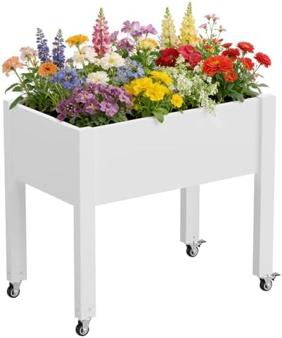 Fancyango Raised Garden Bed with Wheels 26.3" H -Ashen by Warmnestforpets