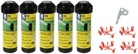 K Rain K1 1/2" Smart Set Rotor 4" Pop-Up| 15' - 30' Spray Distance, 40° - 360° Arc Spray Pattern | Includes Install Kit (5 Pack) by K-Rain