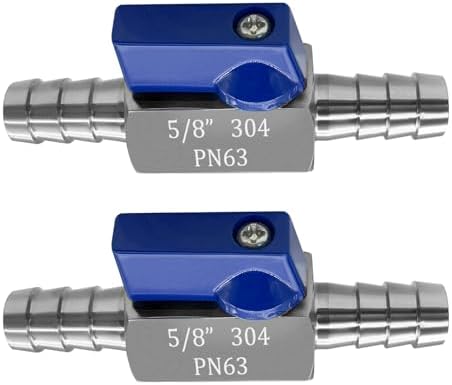 2PCS Stainless Steel 5/8" Mini Ball Valve Shut Off Valve 5/8" Hose Barb by Fitvell