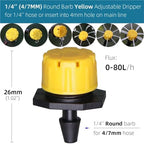 Drip Irrigation Emitters 500pcs Adjustable 8-Holes Drippers Irrigation Spinkler Nozzle Balcony Greenhouse Watering Emitters(B-Yellow Round) - Image 2