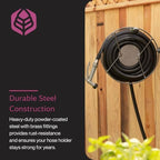 Yard Butler Wall Mounted Swivel Hose Reel, 90°, 75ft - Leakproof Hose Storage Solution - Durable Powder Coated Steel Construction - Rust Resistant Outdoor Watering Accessory - Tangle-Free Operation - Image 5