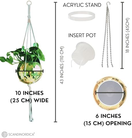 SCANDINORDICA Disco Ball Planter, Value Package, 10-inch Gold - Image 3