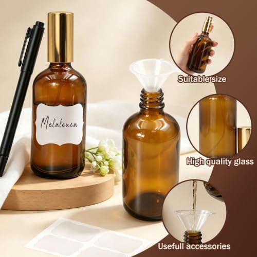Cocurb 35Pcs 4 oz Amber Glass Spray Bottles with Luxury Gold Sprayers&Caps - Image 3