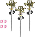3 Pcs Alloy Spike Sprinkler, Heavy Duty Rotating Garden Waterer with Adjustable Nozzle, Includes 4 Rolls PTFE Tape, for Grass Yards Patio Garden Irrigation by Unknown
