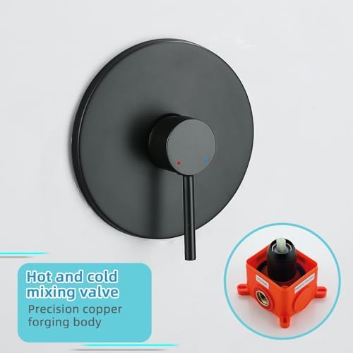 Matte Black Shower System with High Pressure 6-Spray Rain Shower Head, 360° Rotatable Anti-Clog Silicone Nozzles, Wall-Mounted Shower Faucet Set, Rustproof ABS for Bathroom Upgrade - Image 6