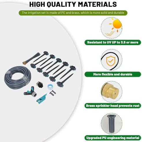Garden Irrigation System 3 Modes Automatic Watering Irrigation Kit with 32.8ft PE Hose 360° Adjustable Nozzles for Courtyard Greenhouse Garden Watering System Aluminum Alloy - Image 2