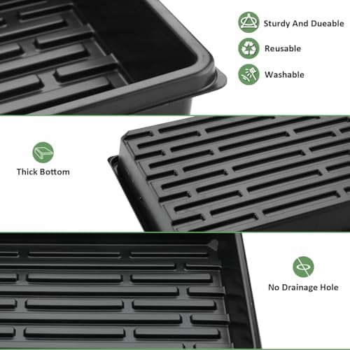 RooTrimmer 5 Pack Seedling Starter Trays No Holes and 5 Pack 54 Cell Seed Starter Trays Extra Deep 2.8" - Heavy Duty Plastic Nursery Trays for Seed Germination & Plant Propagation (5 Sets) - Image 5