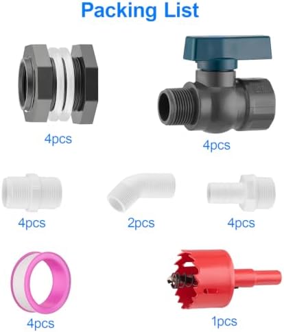 4 Pack 3/4 in Rain Barrel Spigot Kit PVC Garden Rain Barrel Valve - Image 6