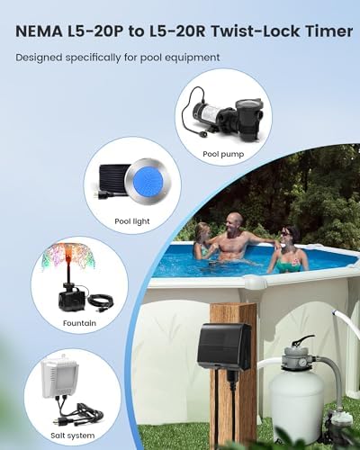 SURAIELEC Digital Pool Timer for Above Ground Pool, NEMA L5-20R Twist-Lock - Image 7