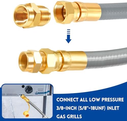 GasSaf 6 FT 1/2" ID Natural Gas Grill Hose with Quick Connect Fitting - Image 4