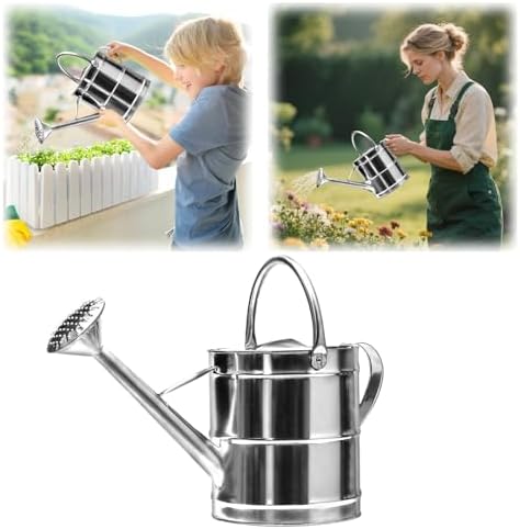 Large Capacity Metal Watering Can for Outdoors 8L/12L,Plants Stainless Steel Watering Pot with Long Spray Spout,Easy-Pour,Indoor Watering Can Ergonomic Handle Durable Material,Indoor and Outdoor (8L) - Image 5
