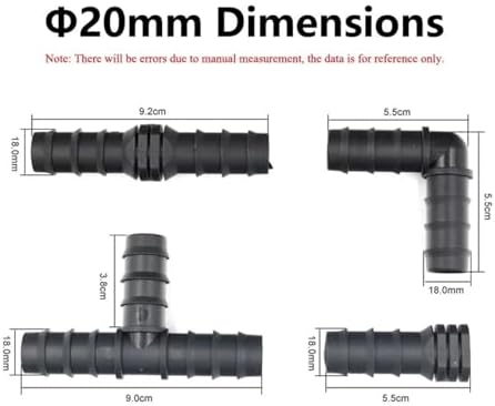 16mm 20mm 25mm PE Pipe Barb Connectors Tee Elbow Straight End Garden Water Drip Irrigation Hose Reducer Splitter Fitting(Tee,20MM-50 PIECES) - Image 3